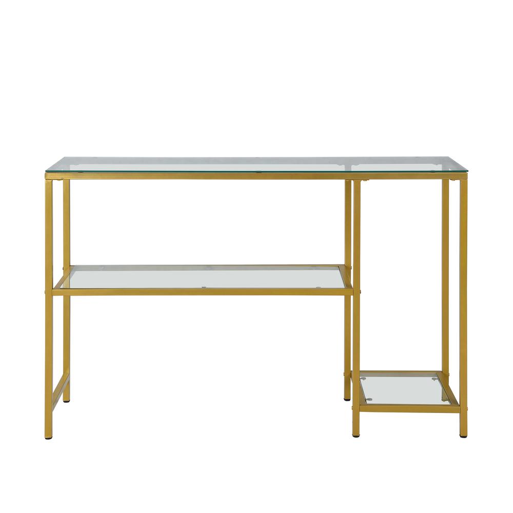 Rayna Console Table with Shelves - Gold. Picture 3