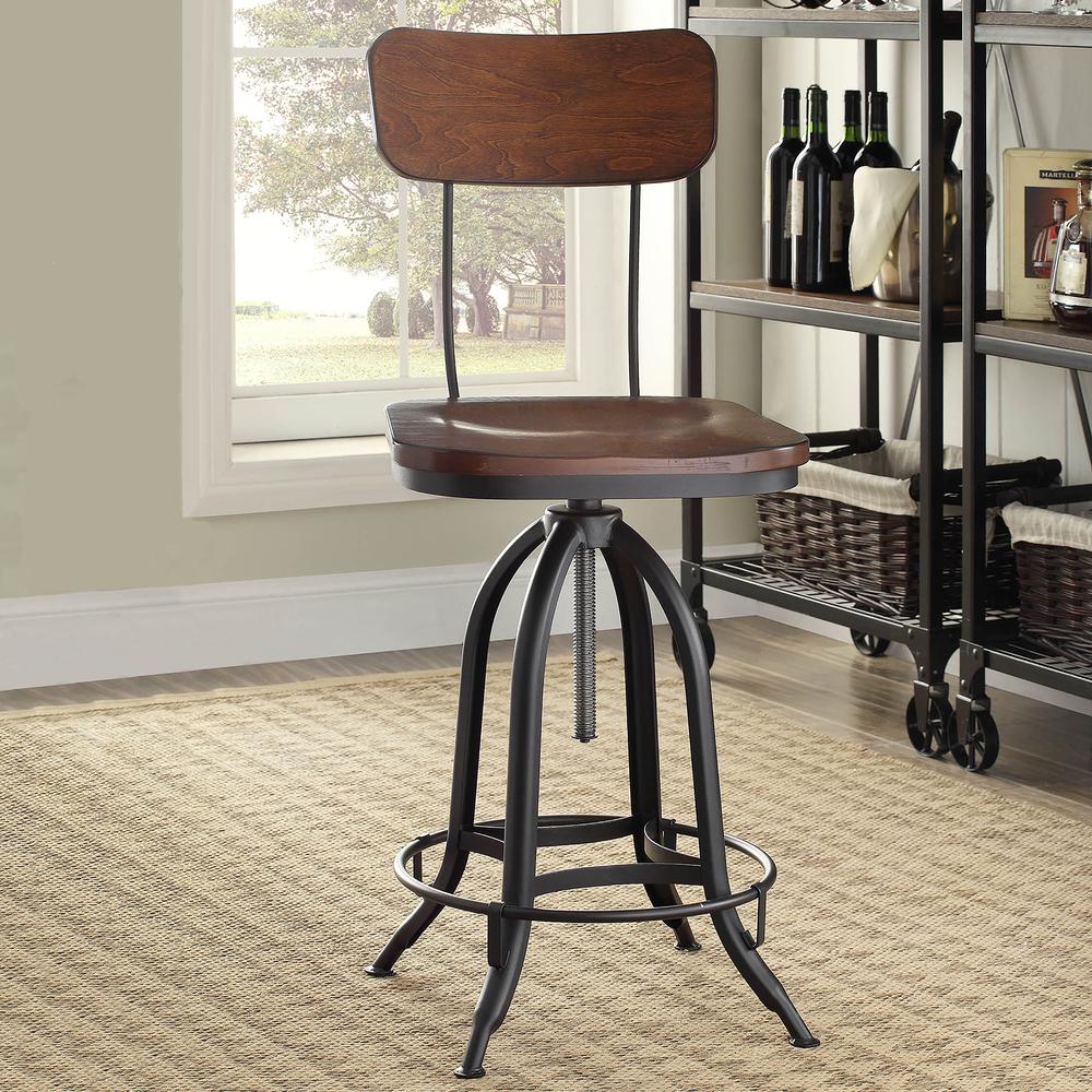 Mason Adjustable Barstool - Chestnut Seat - Black Base. Picture 7