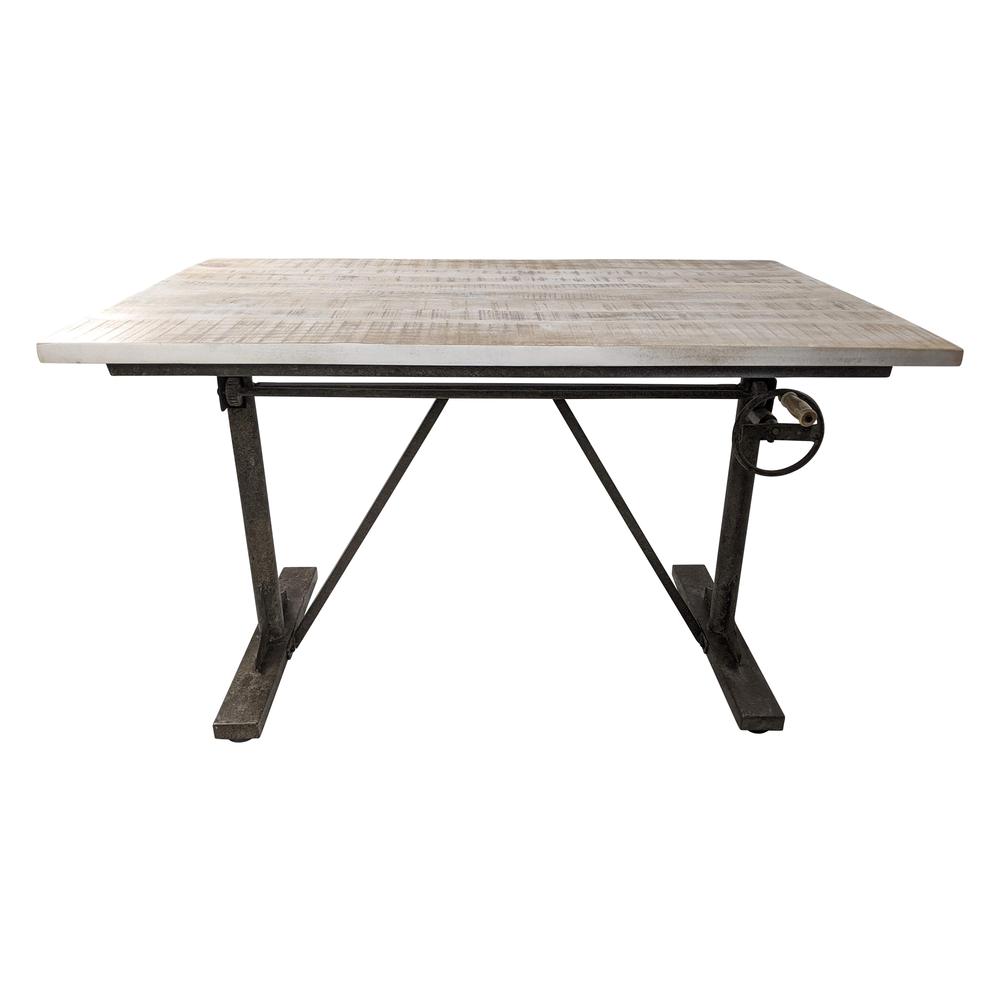 Brio Sit or Standing Adjustable Desk - Natural Driftwood Top - Aged Iron Base. Picture 1
