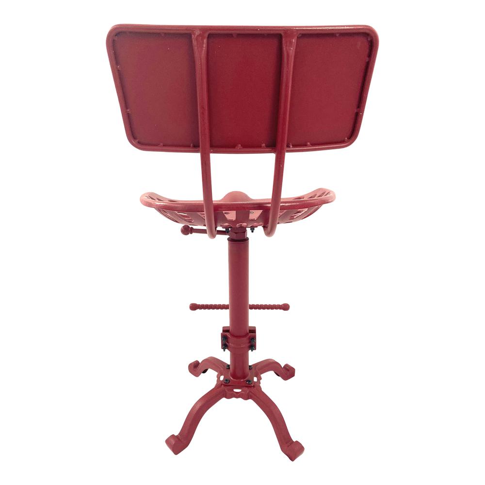 August Tractor Seat Barstool with Back - Red. Picture 4