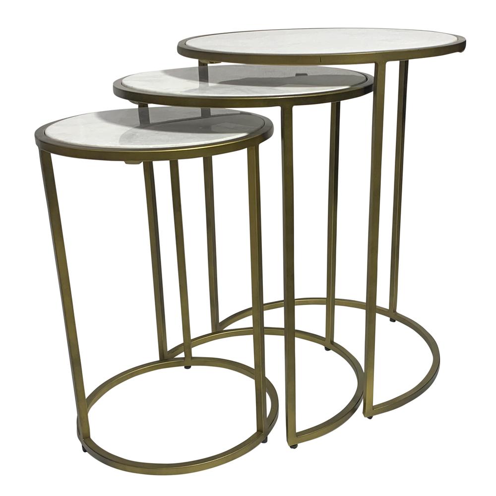 Serena Nesting Tables - White Marble - Industrial. Picture 3