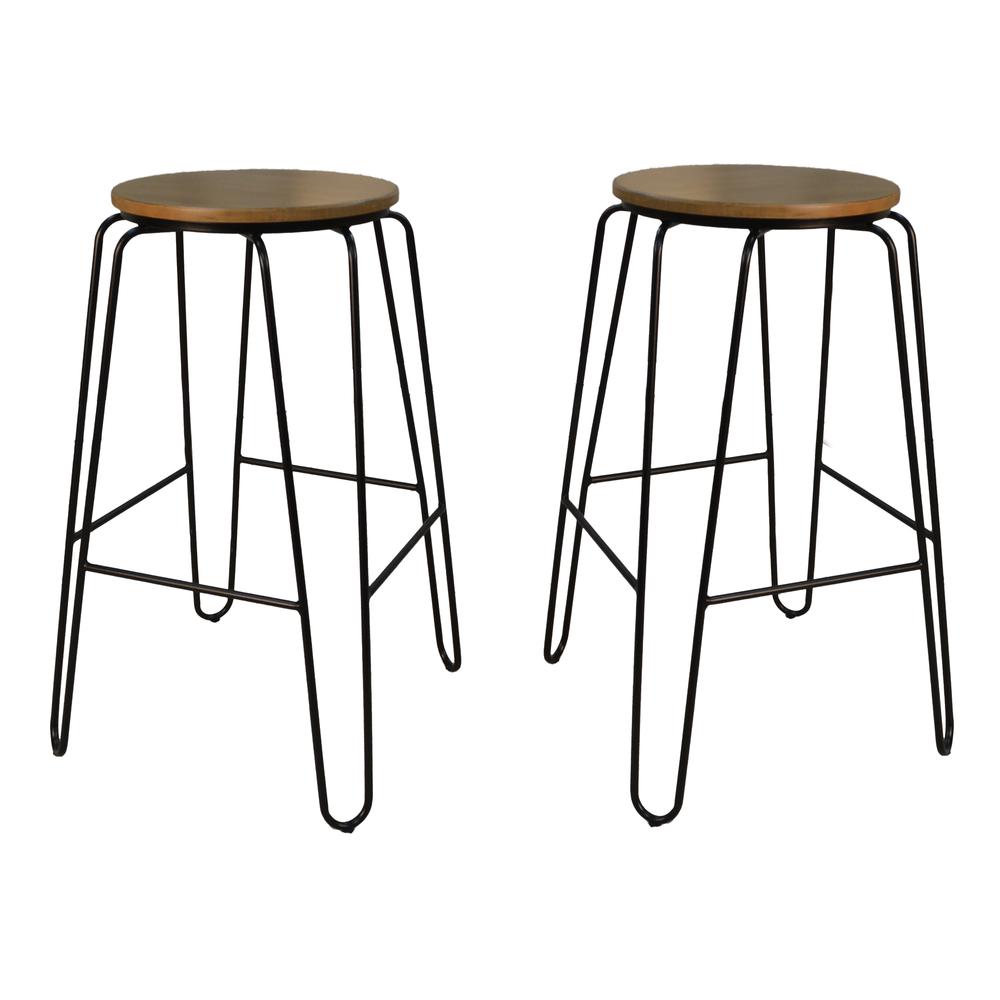 Ethan 30" Barstool - Set of 2 - Maple Top - Black Base. Picture 1