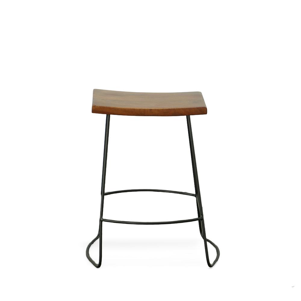 Reece 25" Saddle Seat Counter Stool - Set of 2 - Chestnut/Black. Picture 2