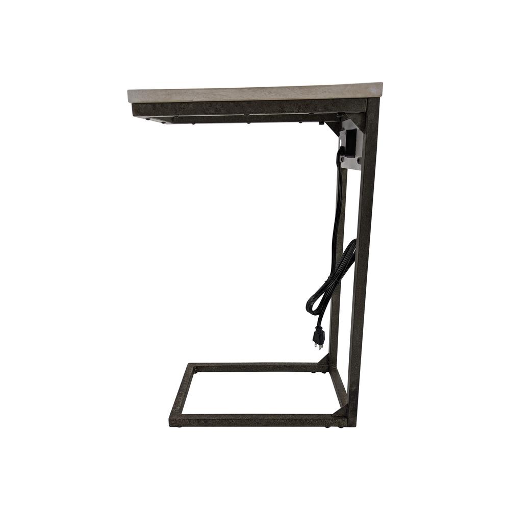Chloe C-Form Accent Table - USB Ports - Natural Driftwood Top - Aged Iron Base. Picture 5
