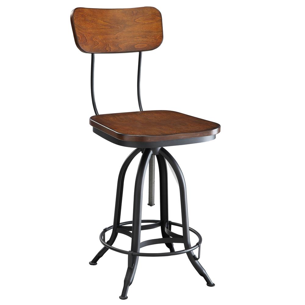 Mason Adjustable Barstool - Chestnut Seat - Black Base. Picture 2