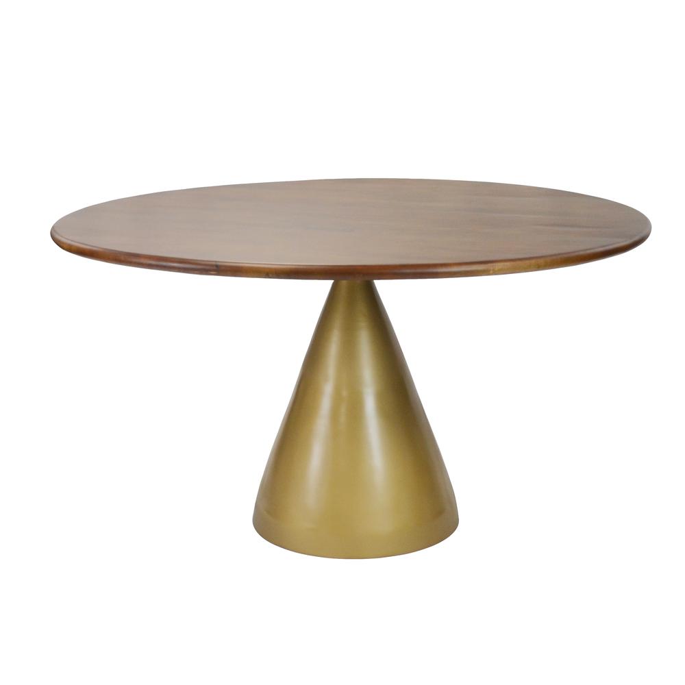 Gio 54" Pedestal Dining Table - Elm/Gold. Picture 1