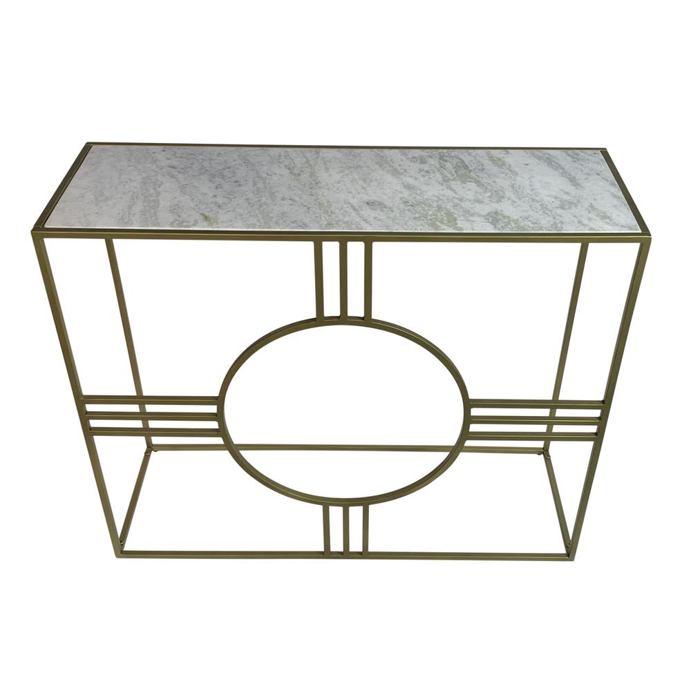 Marshall Console Table - White Marble - Antique Gold. Picture 2