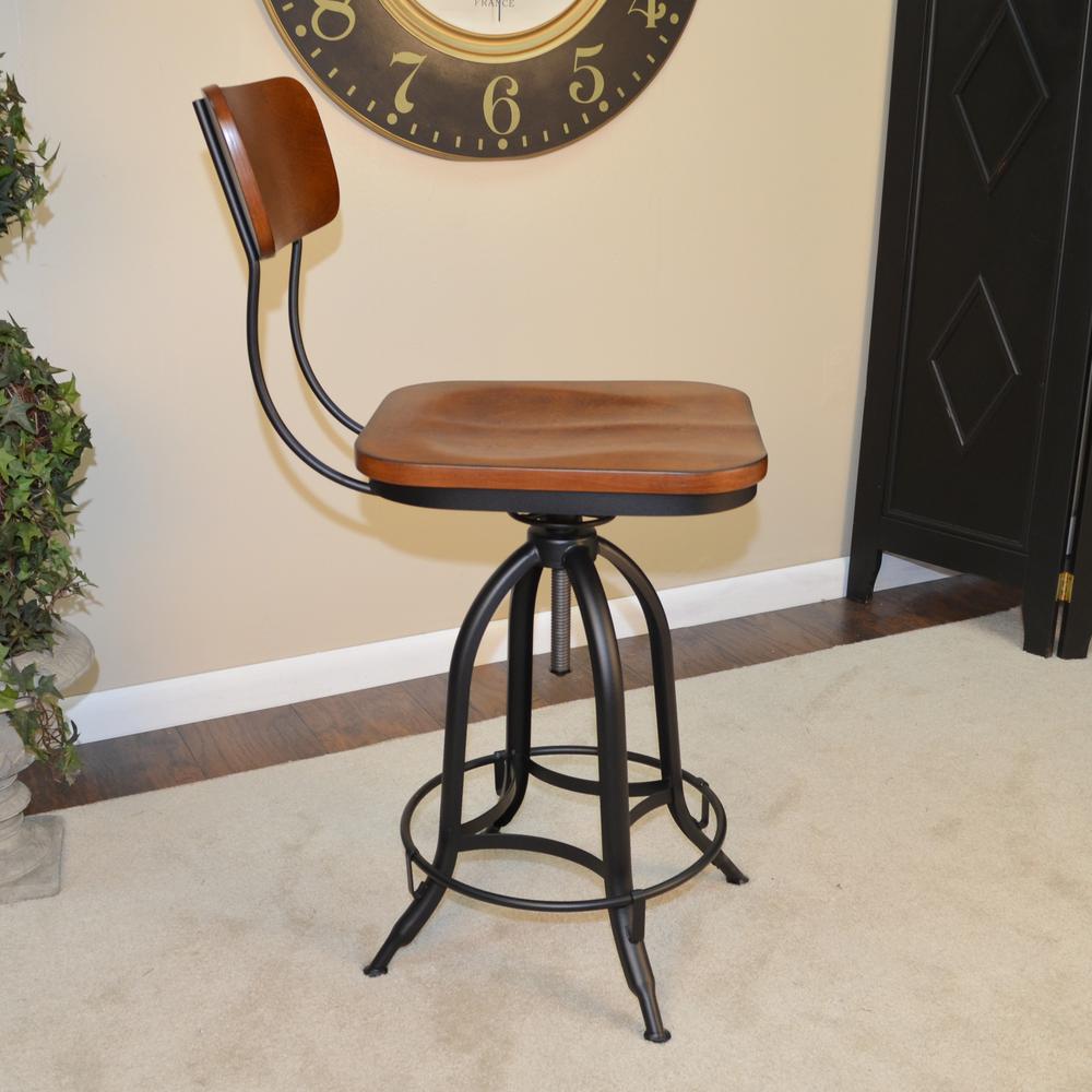 Mason Adjustable Barstool - Chestnut Seat - Black Base. Picture 9