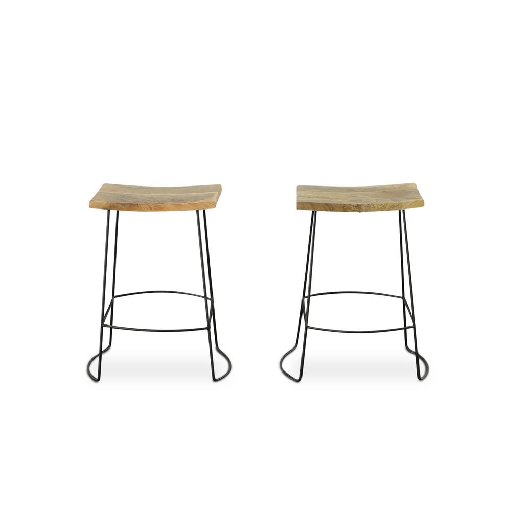Reece 25" Saddle Seat Counter Stool - Set of 2 - Natural/Black. Picture 4