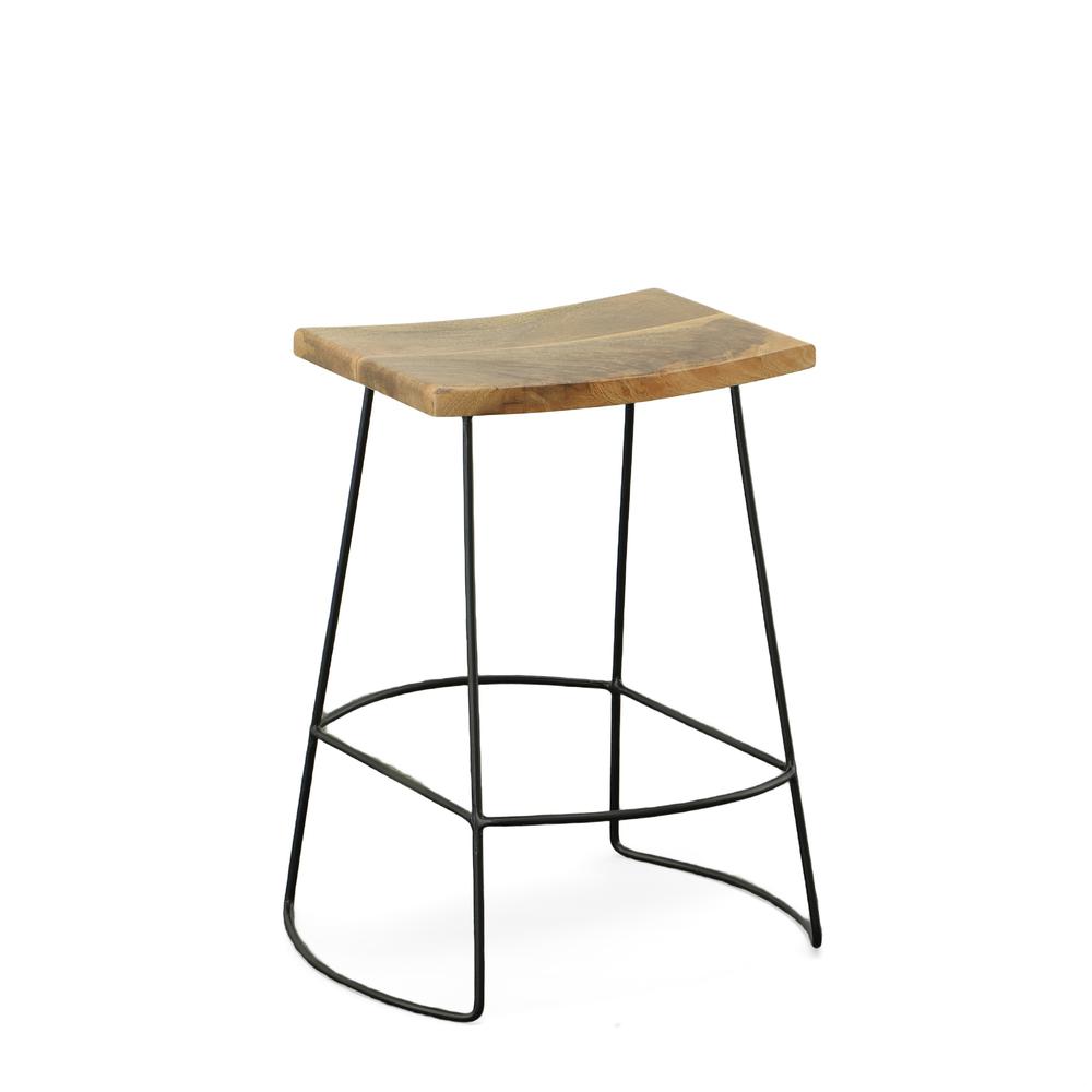 Reece 25" Saddle Seat Counter Stool - Set of 2 - Natural/Black. Picture 1