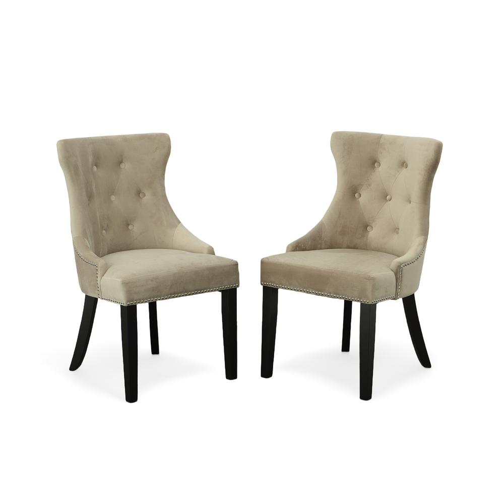 Julia Tufted Back Upholstered Chair - Set of 2 - Espresso - Gray Upholstery. Picture 5
