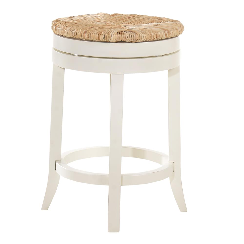 Irving 24" Swivel Rush Seat Counter Stool - Antique White. Picture 3