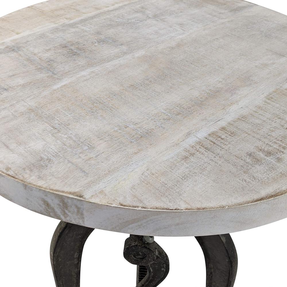 Regan Adjustable Accent Table - Natural Driftwood Top - Aged Iron Base. Picture 5