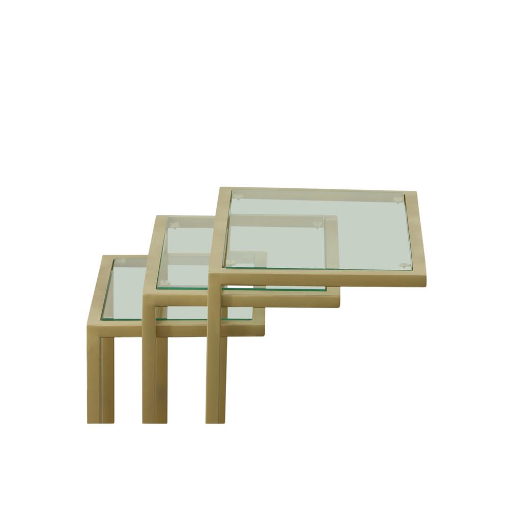 Addison Nesting Table Set - Glass Top - Gold Base. Picture 6