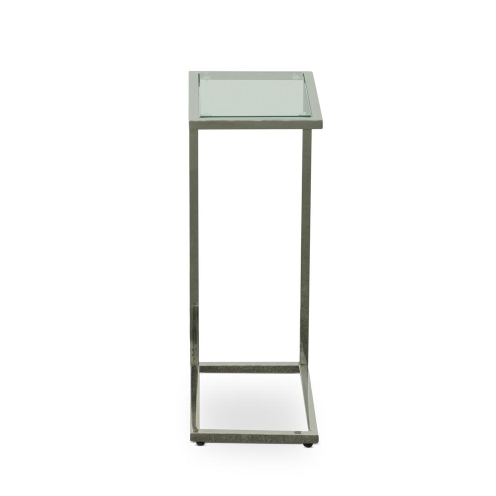 Aggie C-Form Accent Table - Glass Top - Chrome. Picture 3