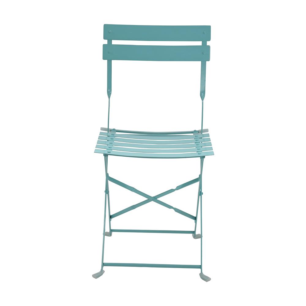 Bistro Folding Outdoor Chair Set - Set of 2 - Teal. Picture 2