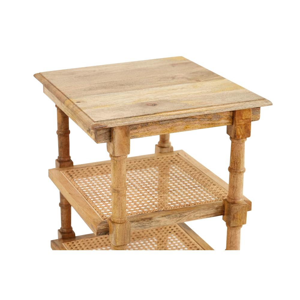 Chesterfield Wood & Cane 3 Shelf Side Table - Natural. Picture 4