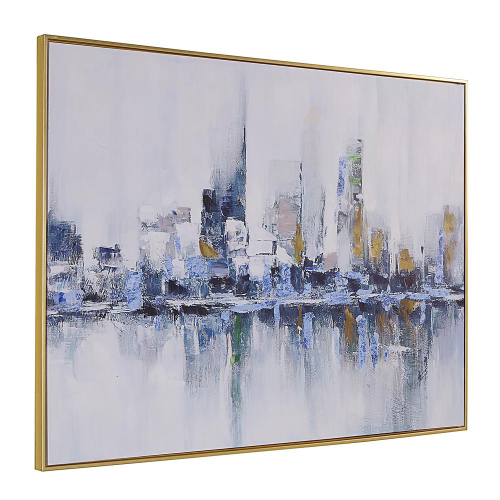 Cityscape Abstract Wall Art - Gold Frame - Small. Picture 1