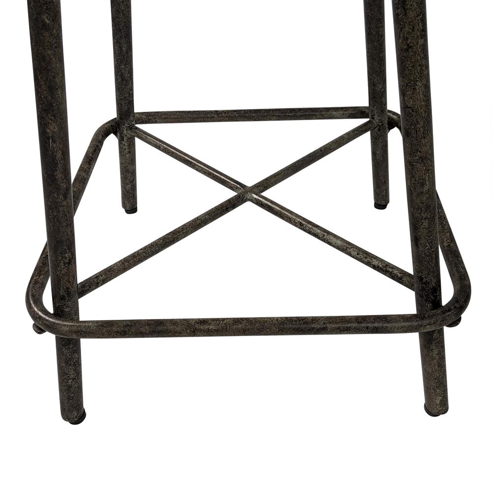 Illona 24" Counter Stool - Set of 2 - Natural Driftwood Seat - Aged Iron Base. Picture 6