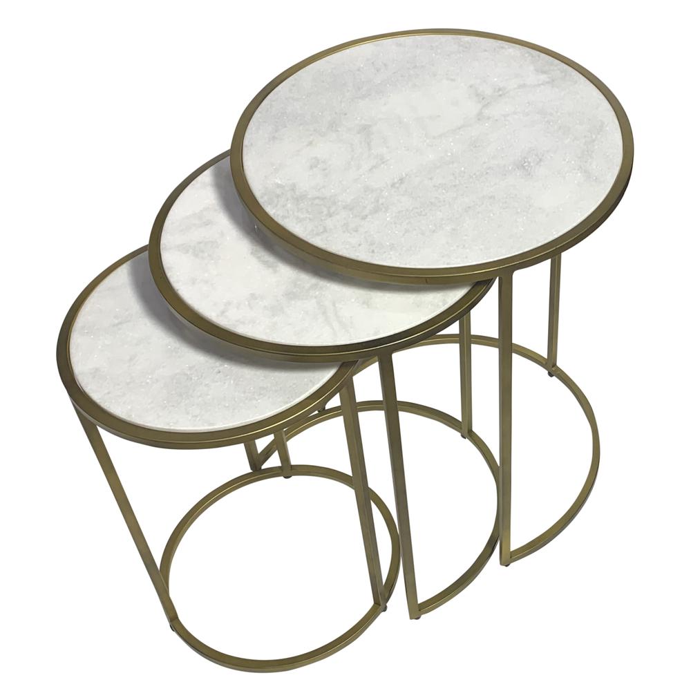 Serena Nesting Tables - White Marble - Industrial. Picture 2