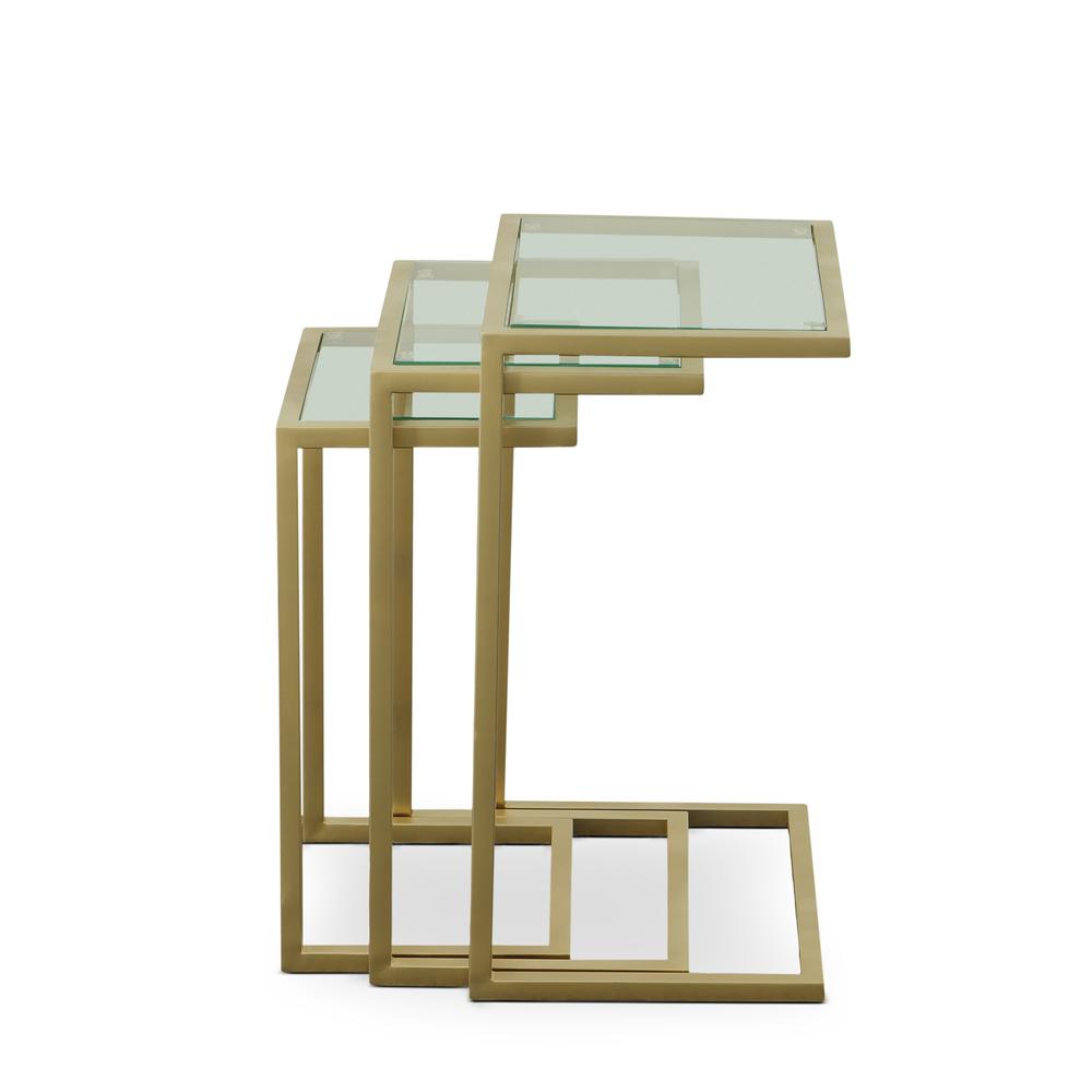 Addison Nesting Table Set - Glass Top - Gold Base. Picture 1