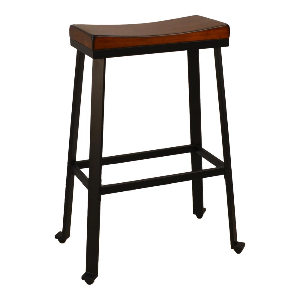 Thea 30" Saddle Seat Barstool - Chestnut/Black. Picture 1