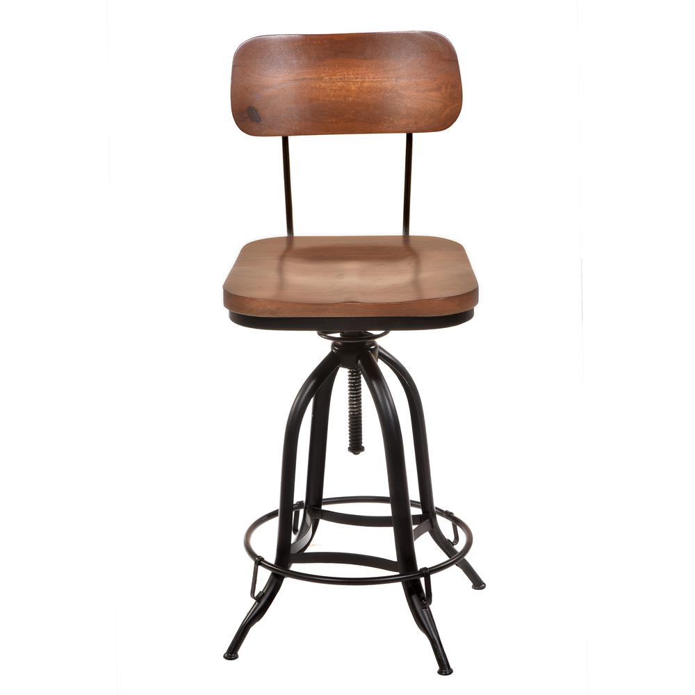 Mason Adjustable Barstool - Chestnut Seat - Black Base. Picture 1