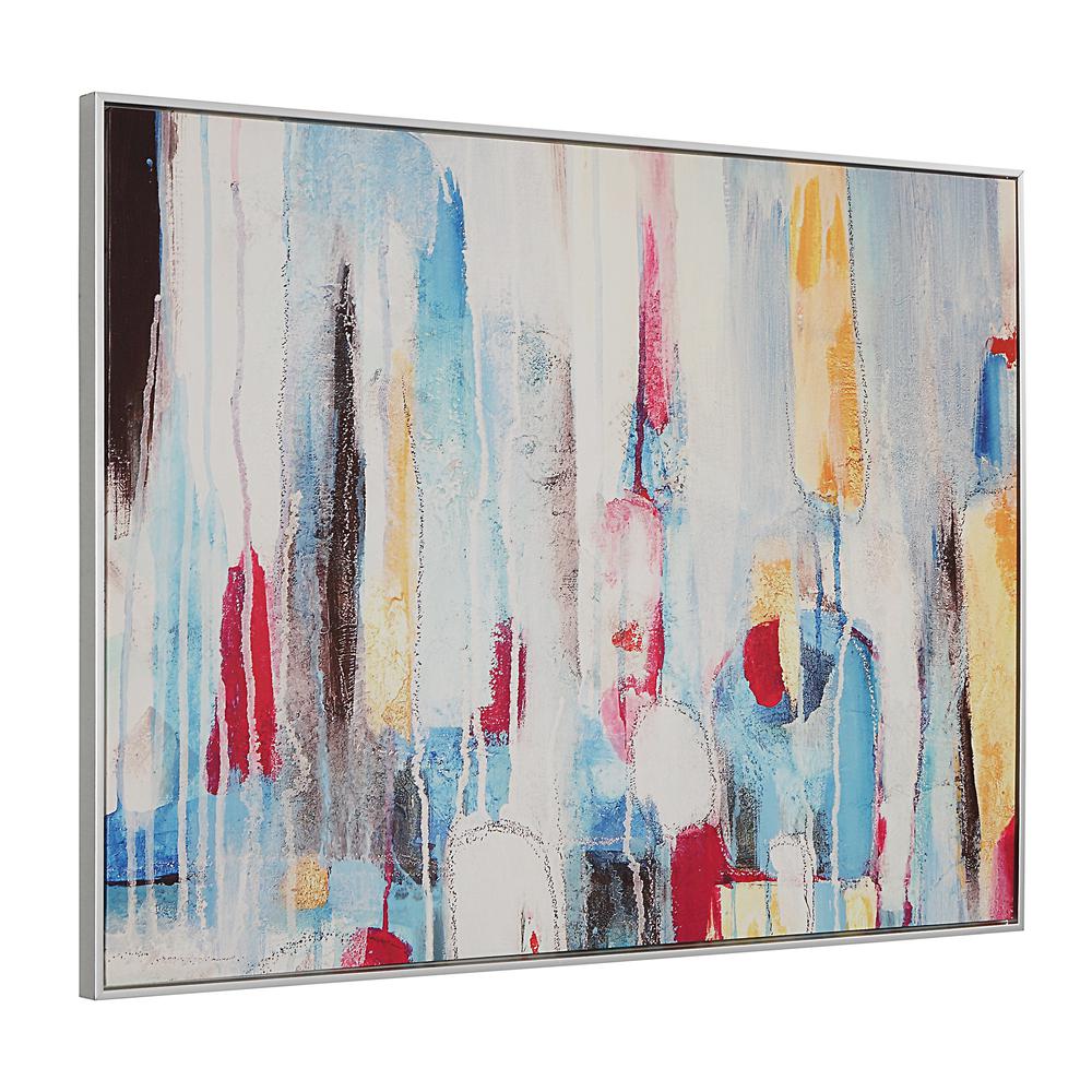 Rainy Forest Abstract Wall Art - Medium - Multicolor - Silver Frame. Picture 1