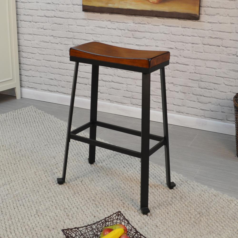 Thea 30" Saddle Seat Barstool - Chestnut/Black. Picture 2