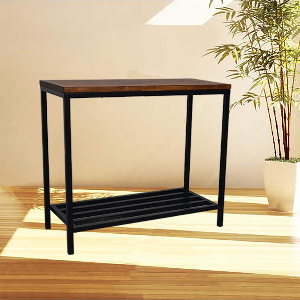 Ryan Console Table - Chestnut/Black. Picture 5