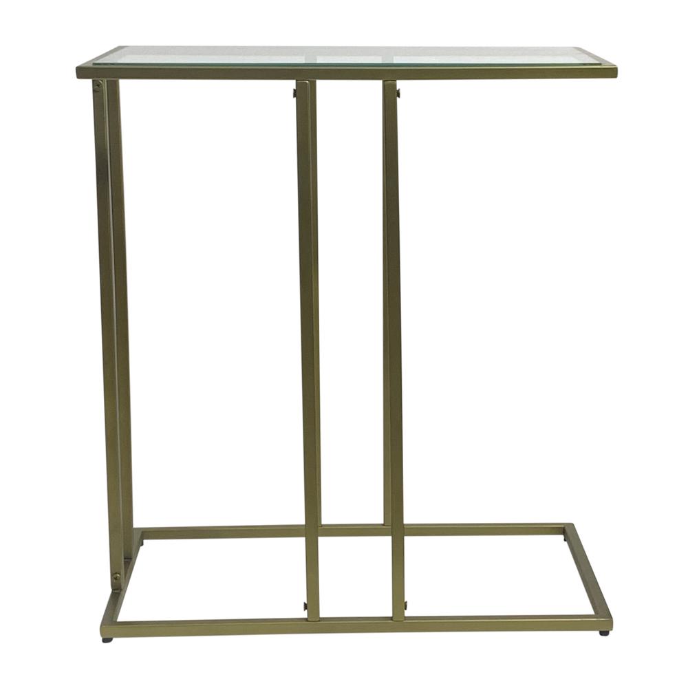 Serena End Table - Tempered Clear Glass - Antique Gold. Picture 3