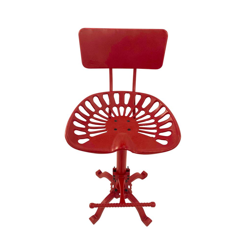 August Tractor Seat Barstool with Back - Red. Picture 2