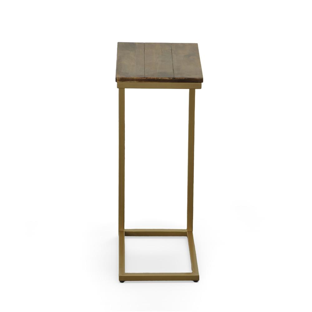 Aggie C-Form Accent Table - Elm Top - Gold Base. Picture 3