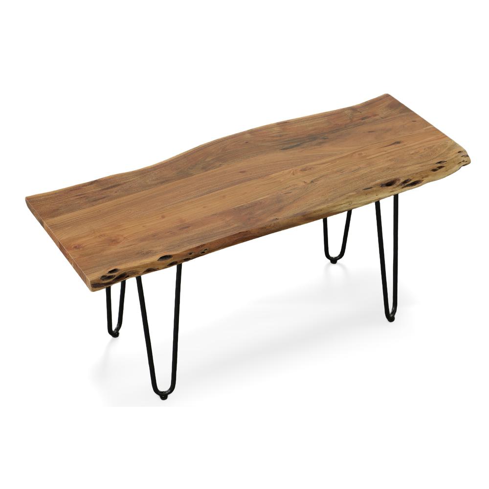 Seti Live Edge Coffee Table/Bench - Natural Top - Black Base. Picture 3
