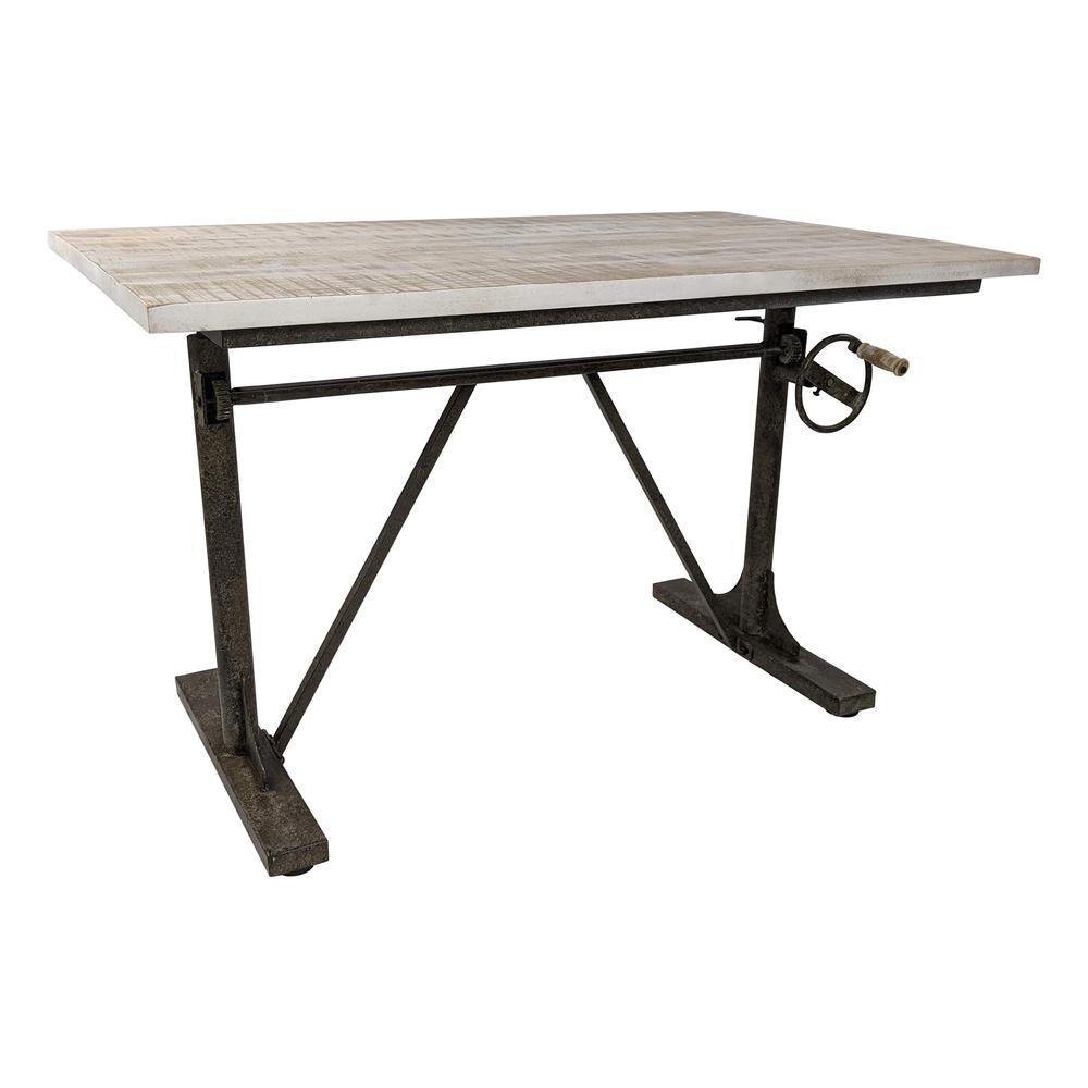Brio Sit or Standing Adjustable Desk - Natural Driftwood Top - Aged Iron Base. Picture 5