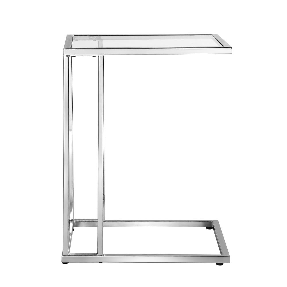 Provenzano Glass Top C-Form Table - Chrome. Picture 2