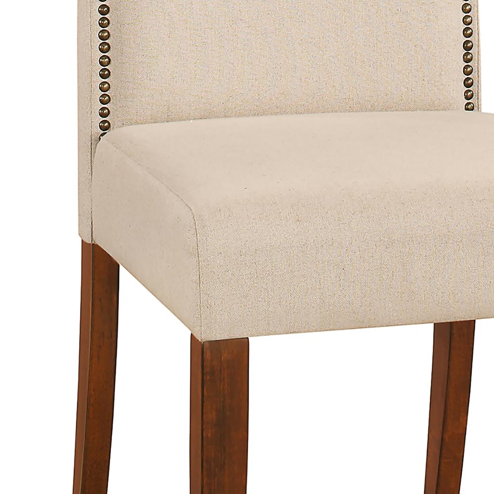 Romero Parson Chair - Chestnut - Linen Upholstery. Picture 2