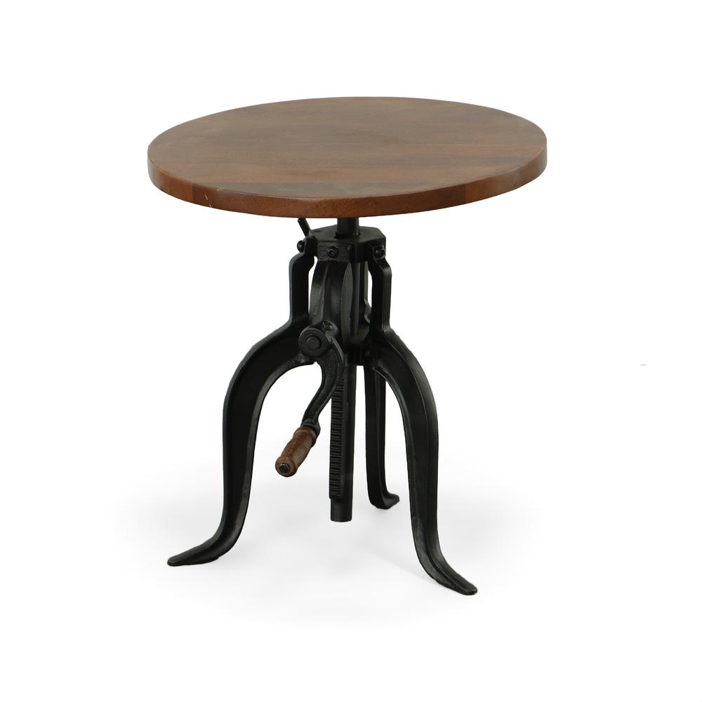 Regan Adjustable Accent Table - Chestnut Top - Black Base. Picture 3