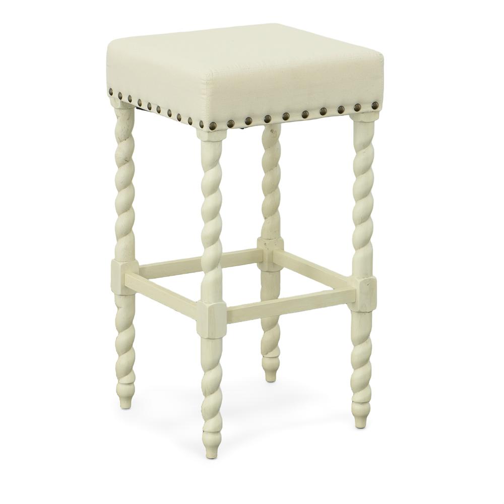 Remick 30" Barstool - Vintage White - Linen Upholstery. Picture 2