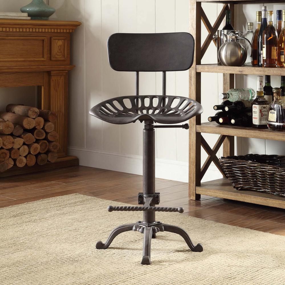 August Tractor Seat Barstool with Back - Industrial. Picture 8
