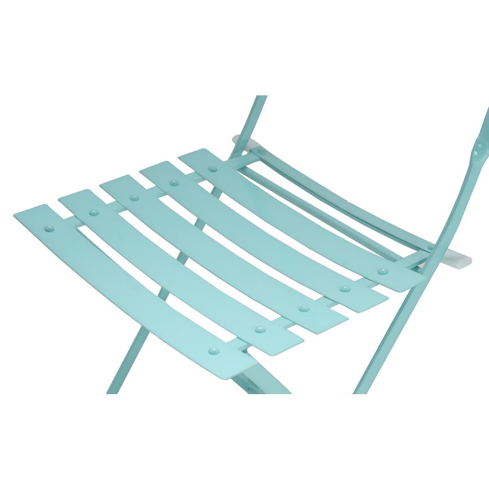 Bistro Folding Outdoor Chair Set - Set of 2 - Teal. Picture 6