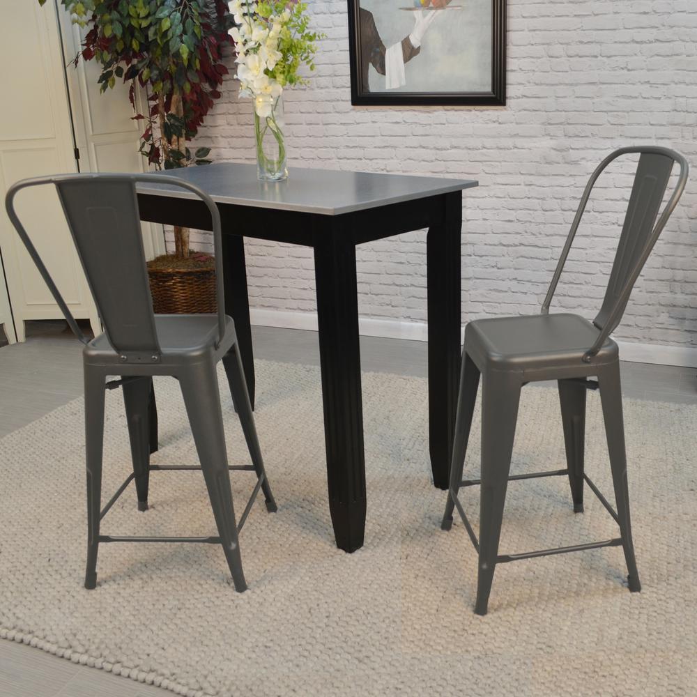 Adeline 24" Counter Stool - Set of 2 - Rustic Pewter. Picture 2