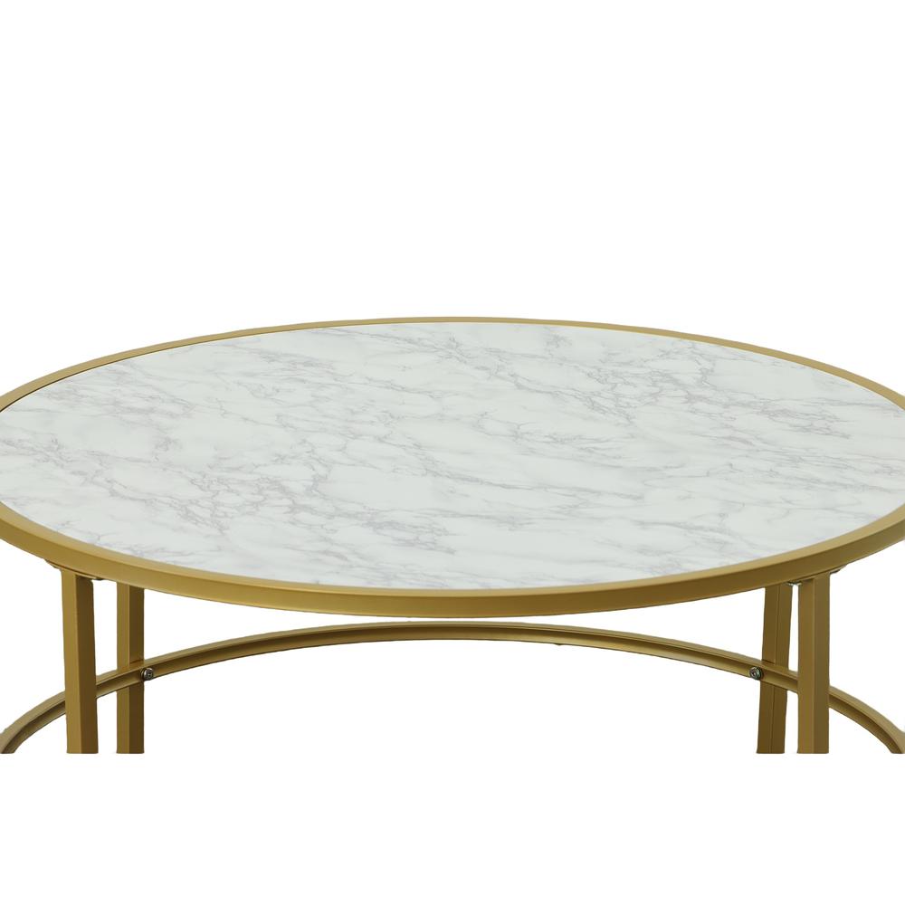 Verazano Faux Marble Top 36" Round Coffee Table - Gold. Picture 2