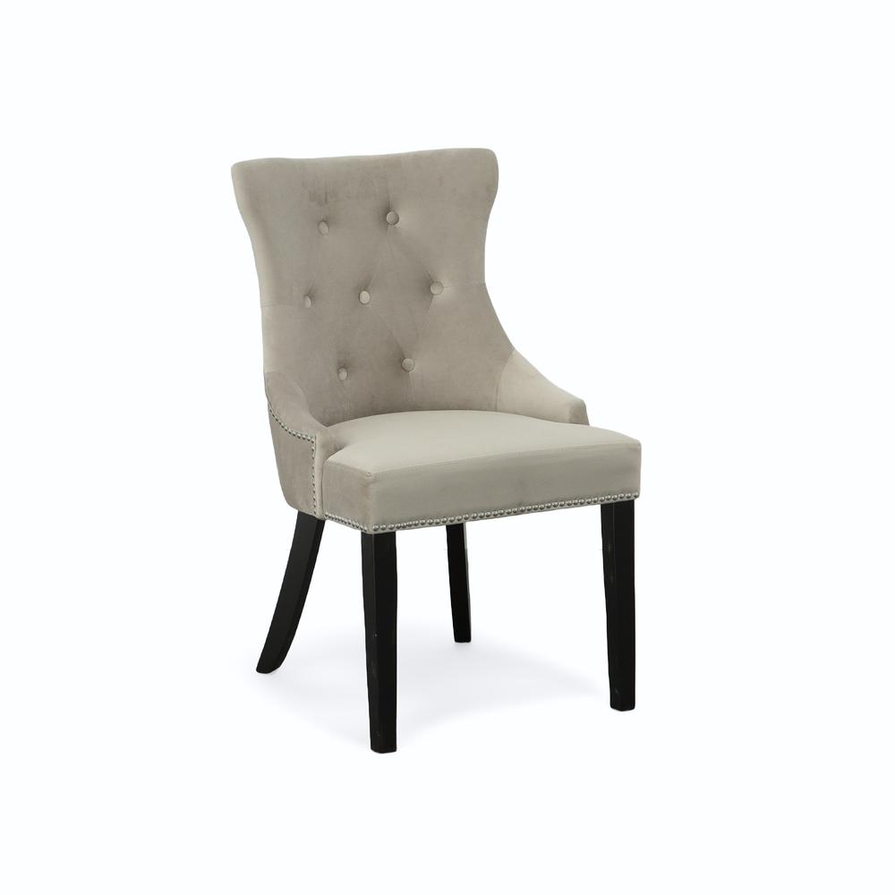 Julia Tufted Back Upholstered Chair - Set of 2 - Espresso - Gray Upholstery. Picture 1