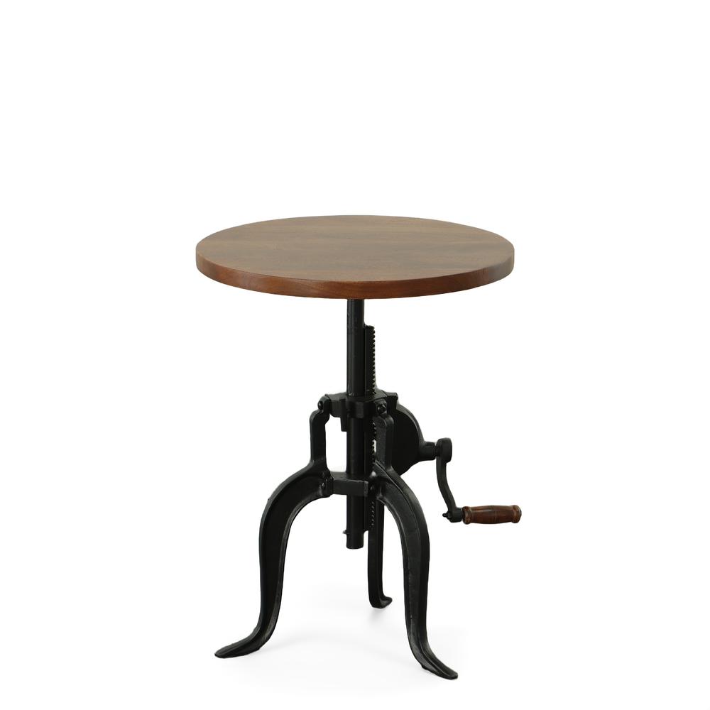 Regan Adjustable Accent Table - Chestnut Top - Black Base. Picture 1