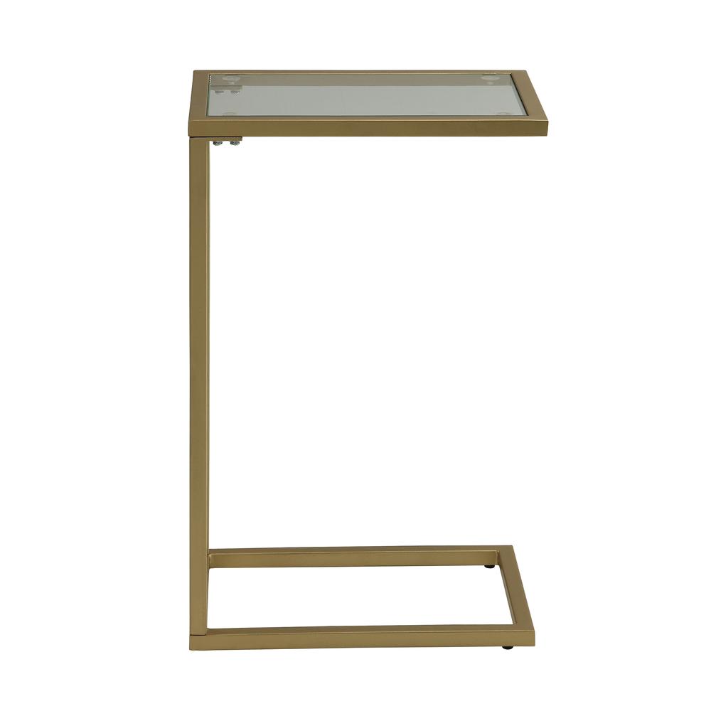 Aggie C-Form Accent Table - Glass Top - Gold. Picture 2