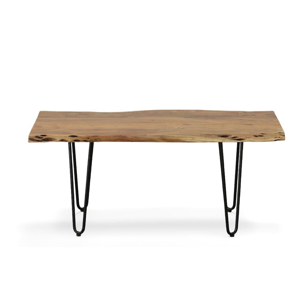 Seti Live Edge Coffee Table/Bench - Natural Top - Black Base. Picture 6