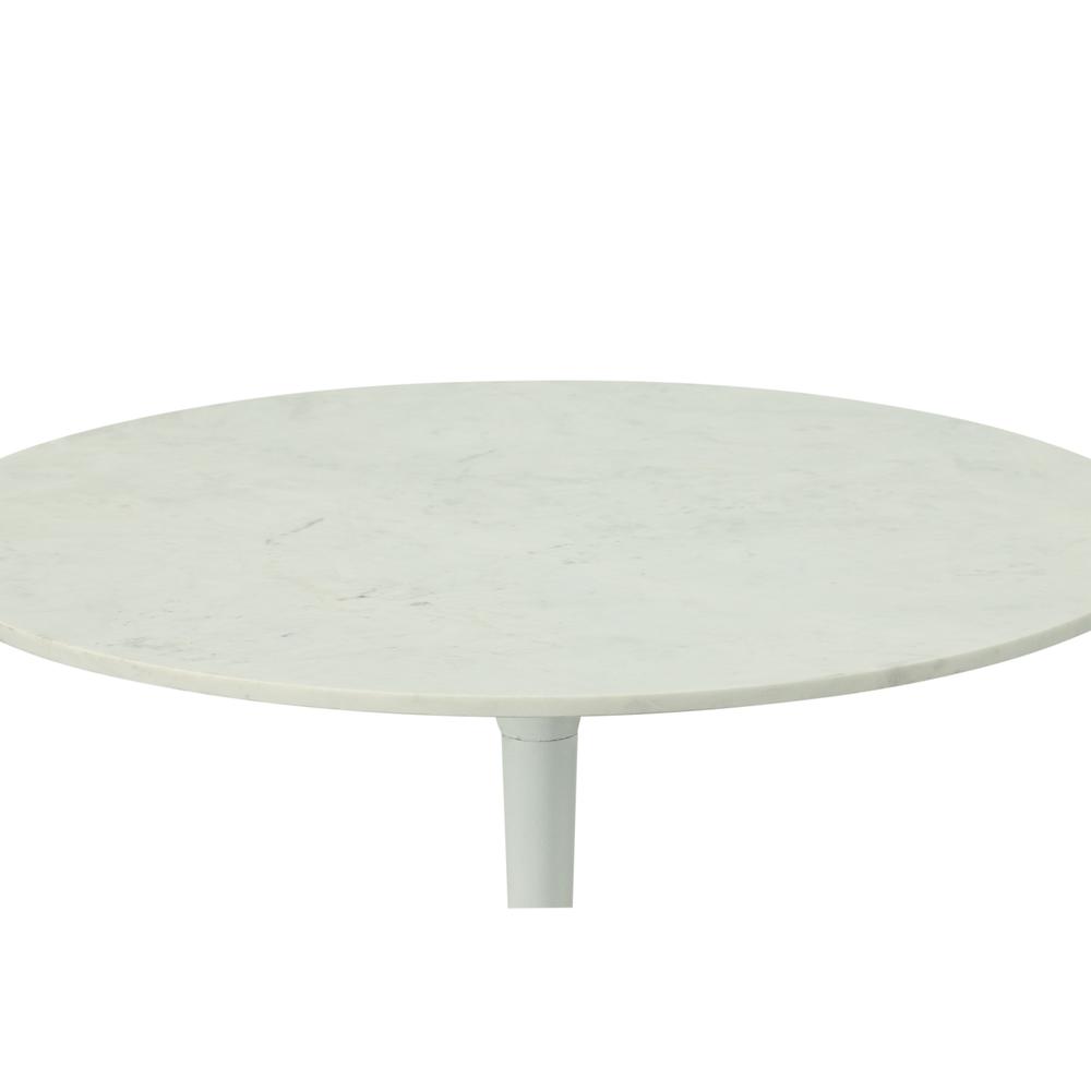 Enzo 36" Round Marble Top Dining Table - White Top - White Base. Picture 2