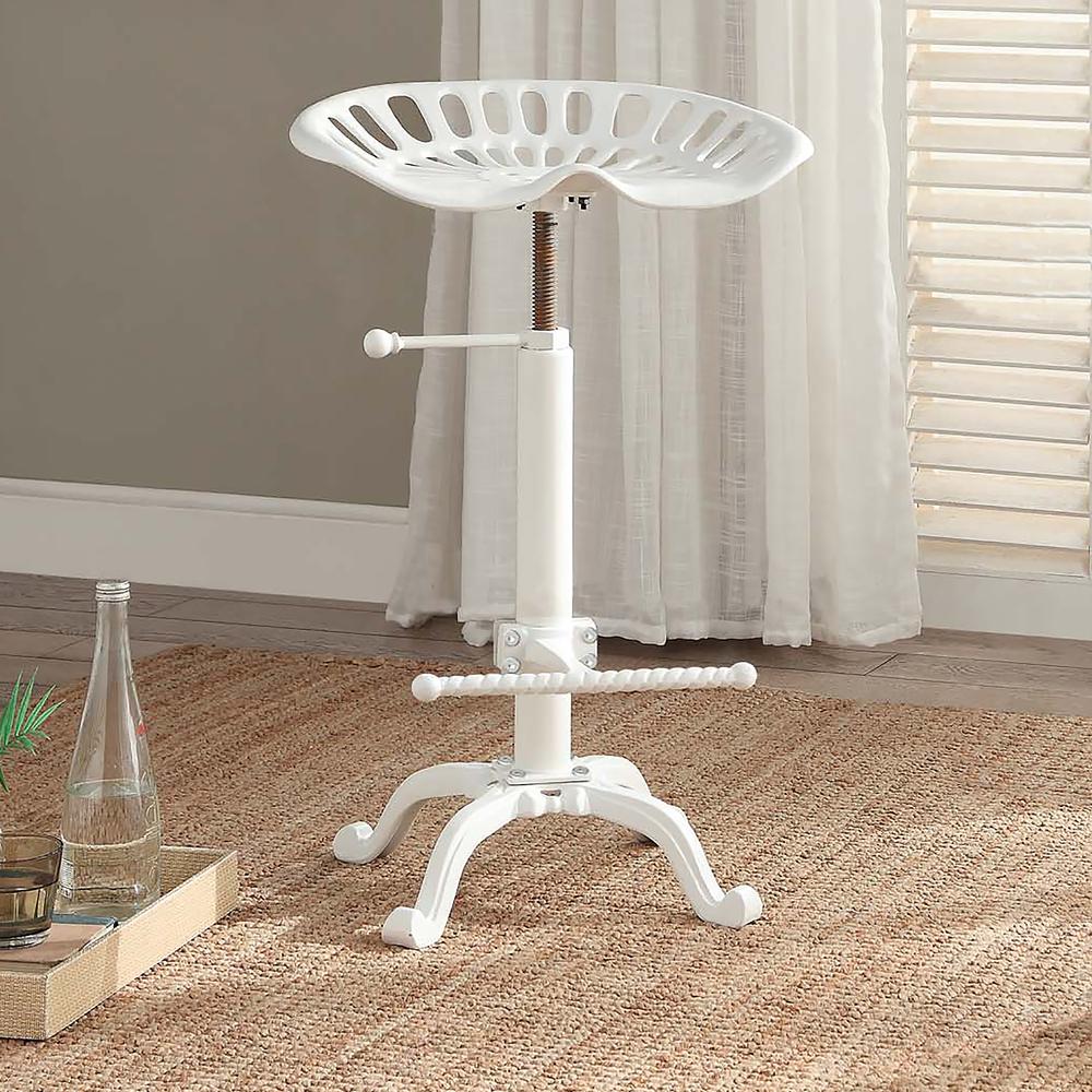 Adjustable Tractor Seat Barstool - White. Picture 2