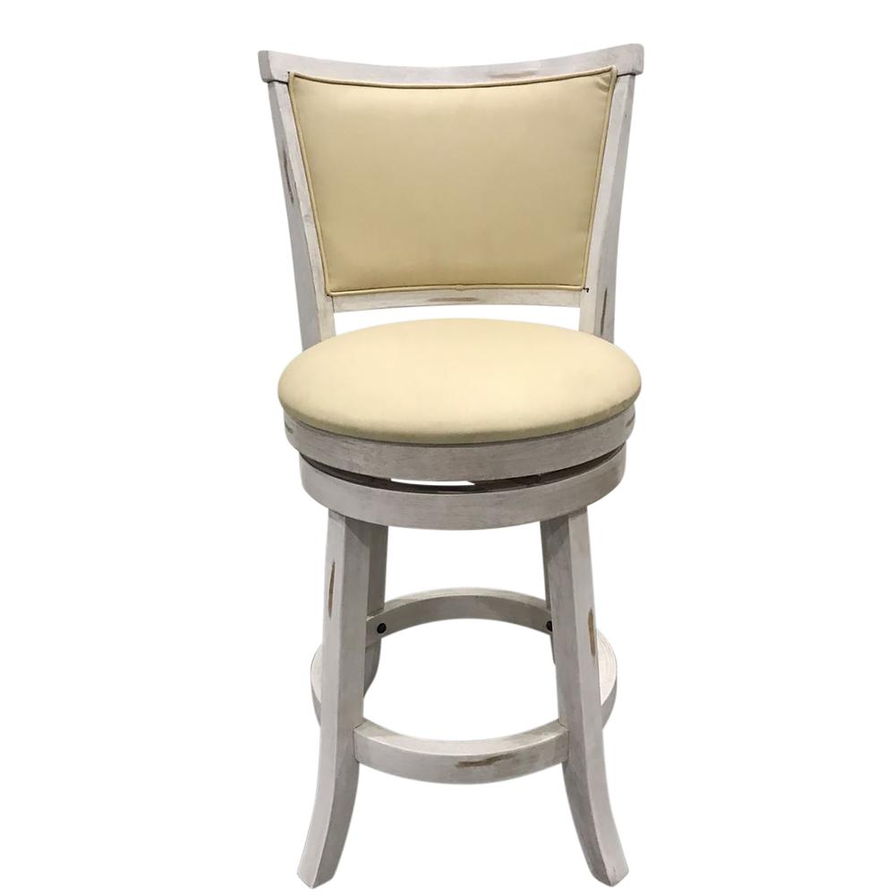 Beckett Upholstered Swivel Seat Barstool - Set of 2 - Sand - Cream Upholstery. Picture 2
